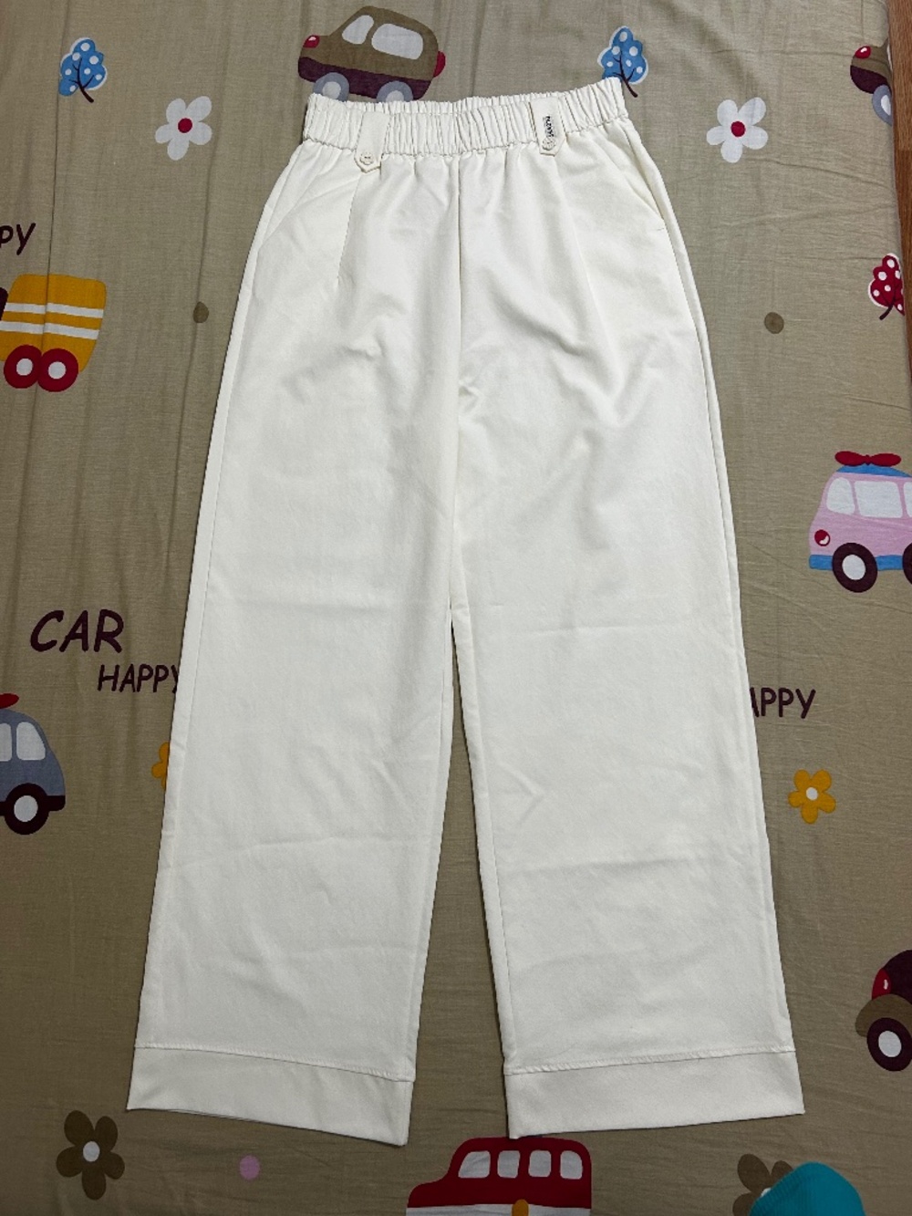 Women's white casual straight pants